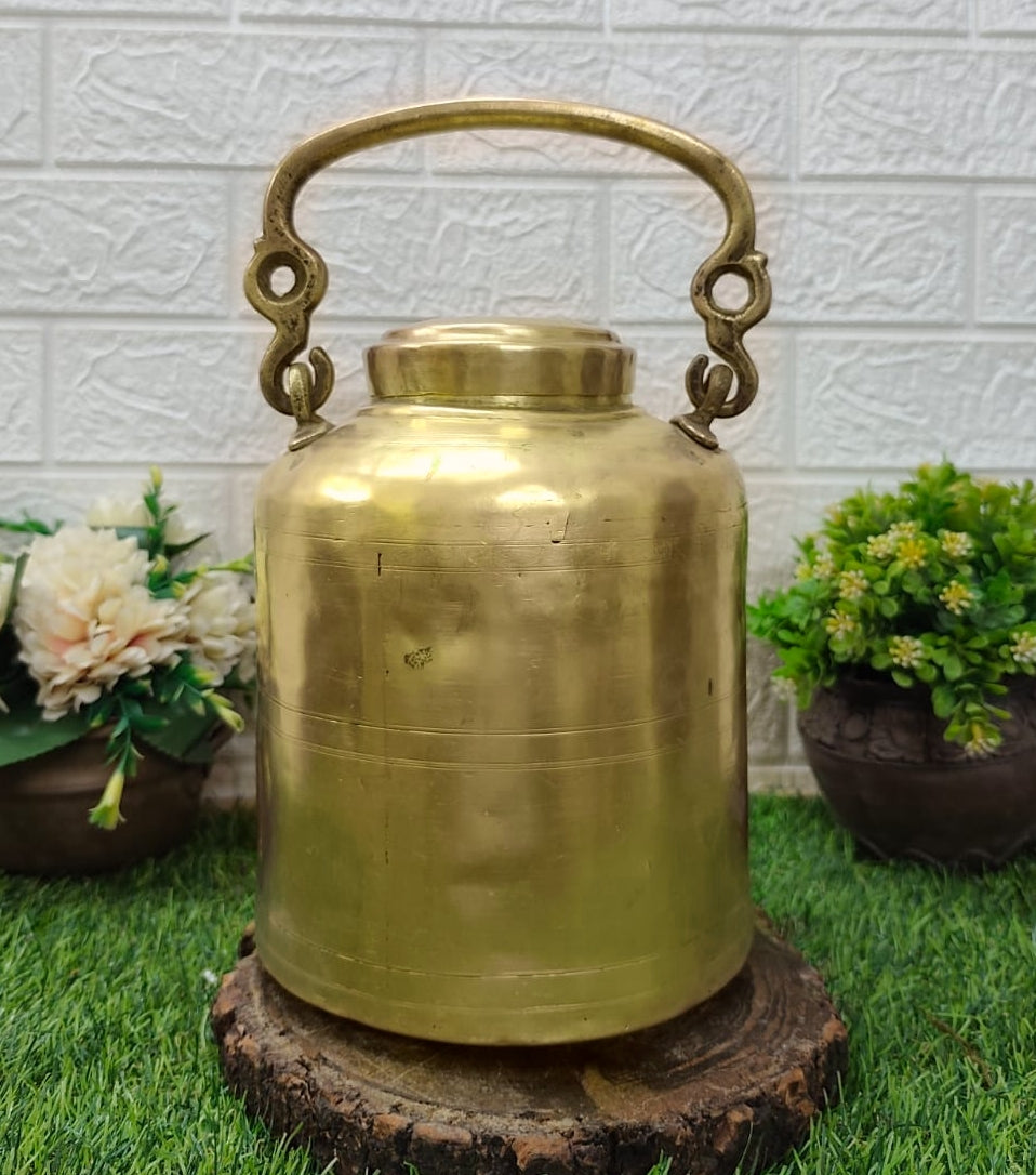 Antique Brass Oil Canister - Barni - Bombay Antiques