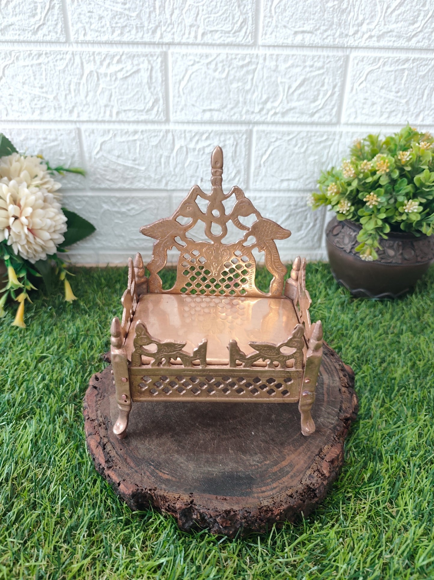 Antique Brass Singhasan - Bombay Antiques