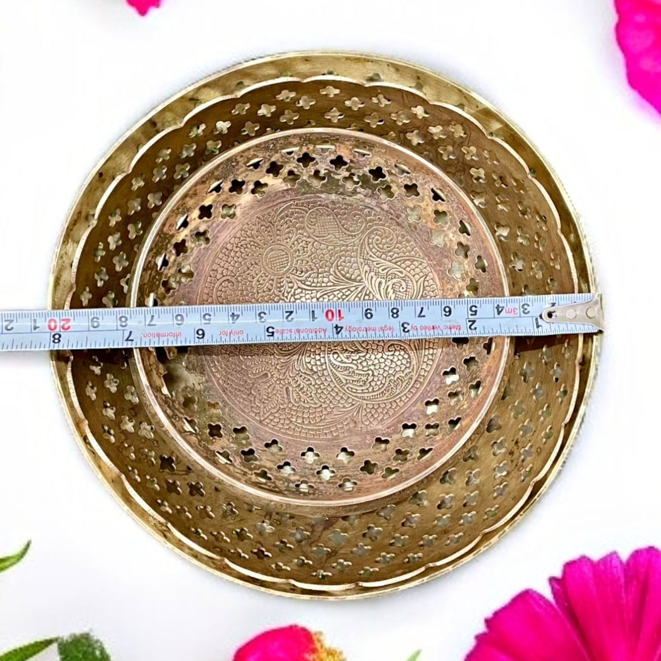 Antique Brass Fruit Bowl Set of 4 | Handcrafted Elegance | Traditional Serveware