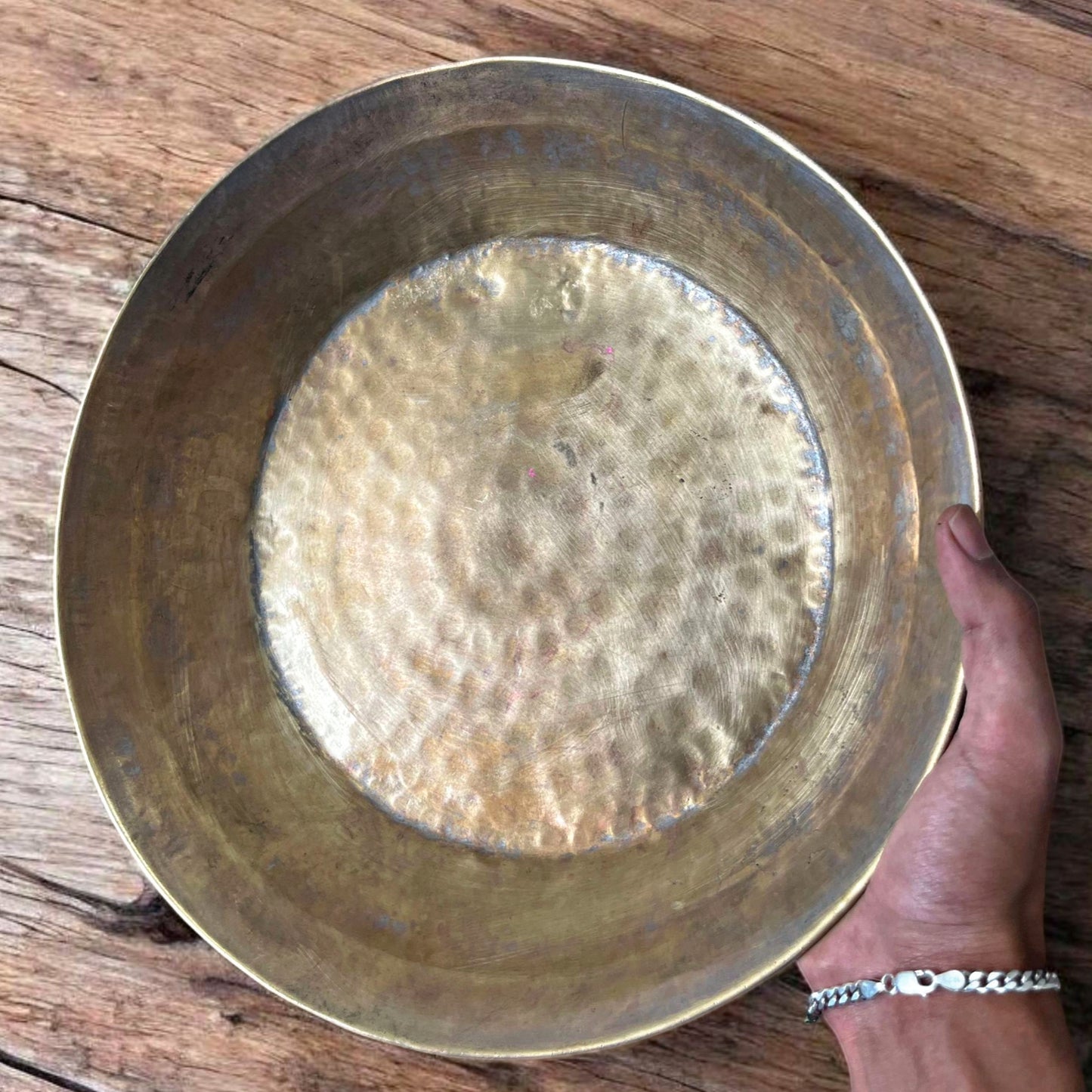 Antique Brass Deep Paraat | Traditional Pital Ghamela for Kitchen & Decor