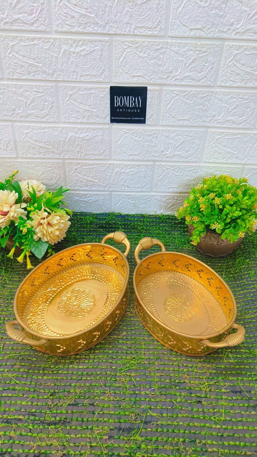 New Brass Basket in Pair - In Vintage Style