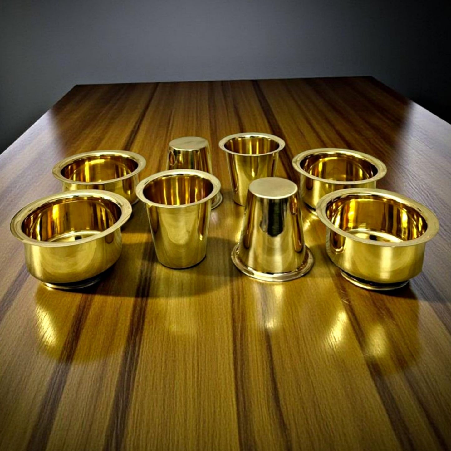 Brand New Brass Dabbara Set of 4 | Traditional South Indian Coffee & Serveware Set