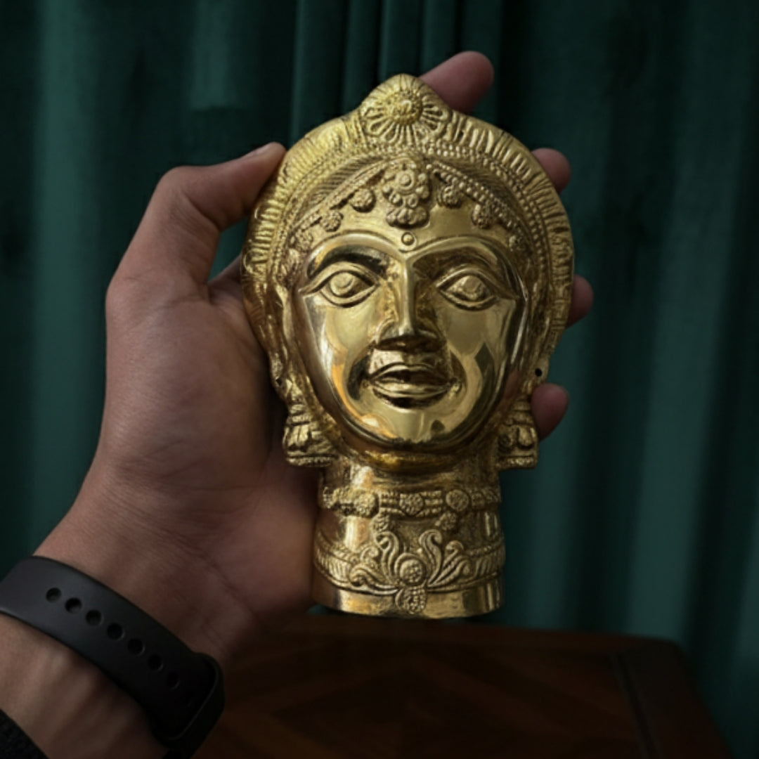 1987 Antique Brass Mukut | Traditional Decorative Artifact