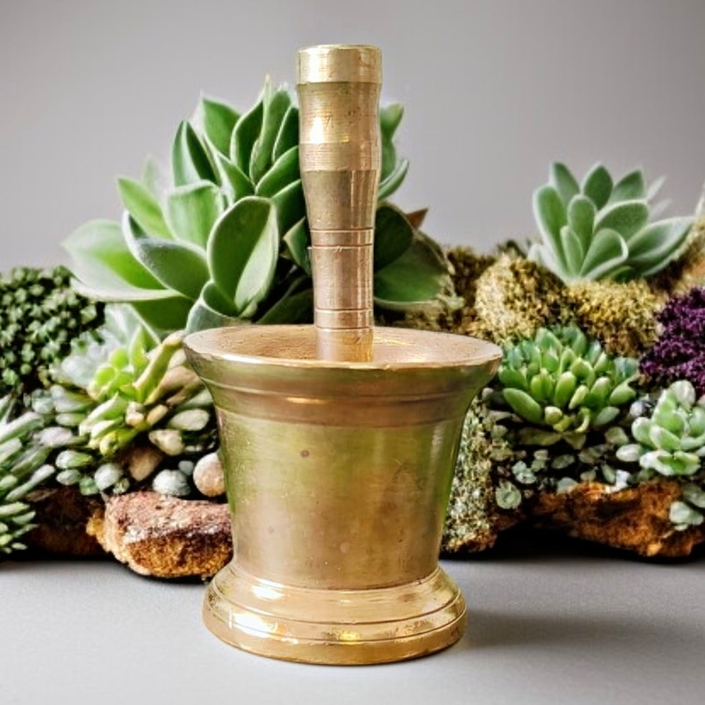 Antique Brass Khalbatta | Heirloom Utility | Traditional Kitchenware | Pital Morter & Pestle
