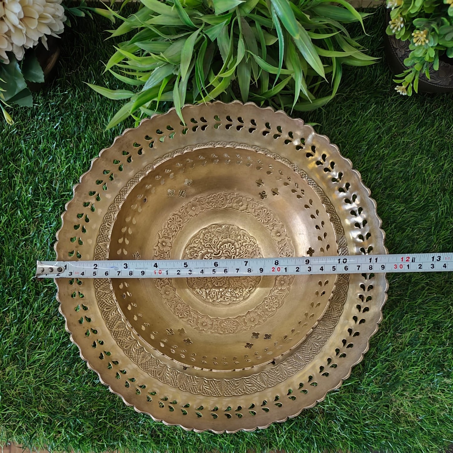 Antique Brass Serving Plates - Fruit Plates in Pair