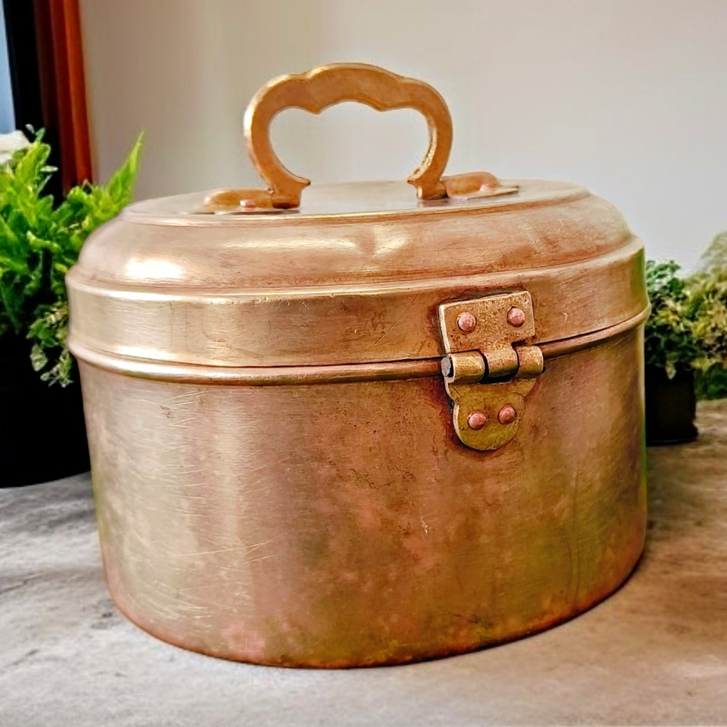 Antique Brass Storage Box | Traditional Pital Container | Utility & Décor Collectible