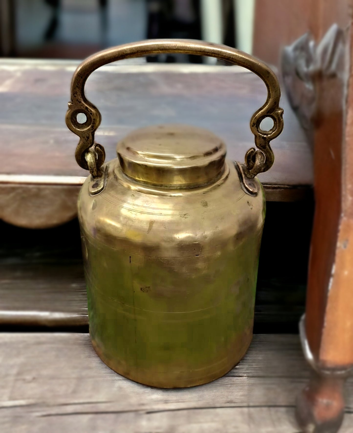 Antique Brass Oil Canister - Barni - Bombay Antiques
