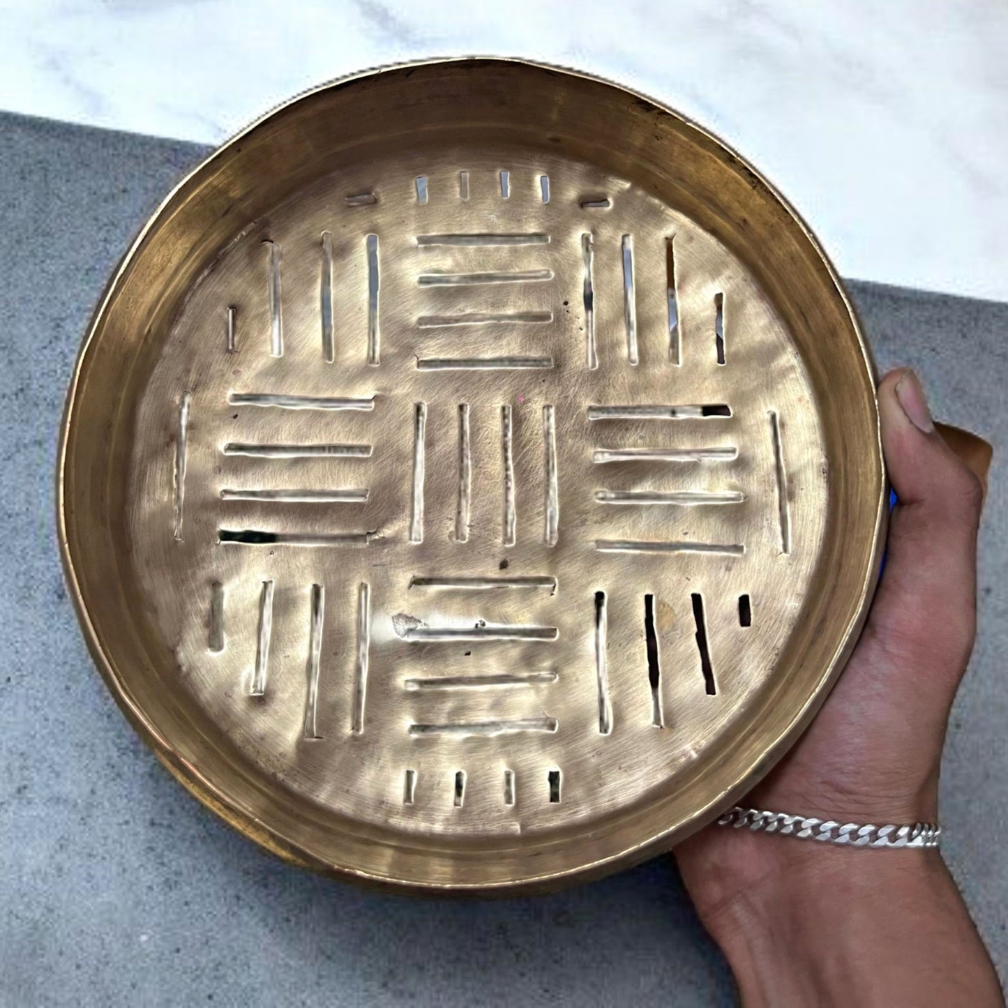 Antique Brass Colander in Pair | Pital Traditional Kitchen Utensils