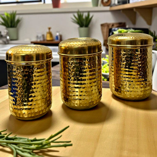 Brand New Brass Storage Box Set of 3 | Traditional Kitchen Storage & Decor Set - Bombay Antiques
