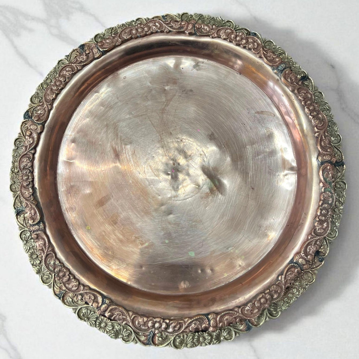 Antique Brass Plates with Legs | Pital Traditional Display Thalis Pair