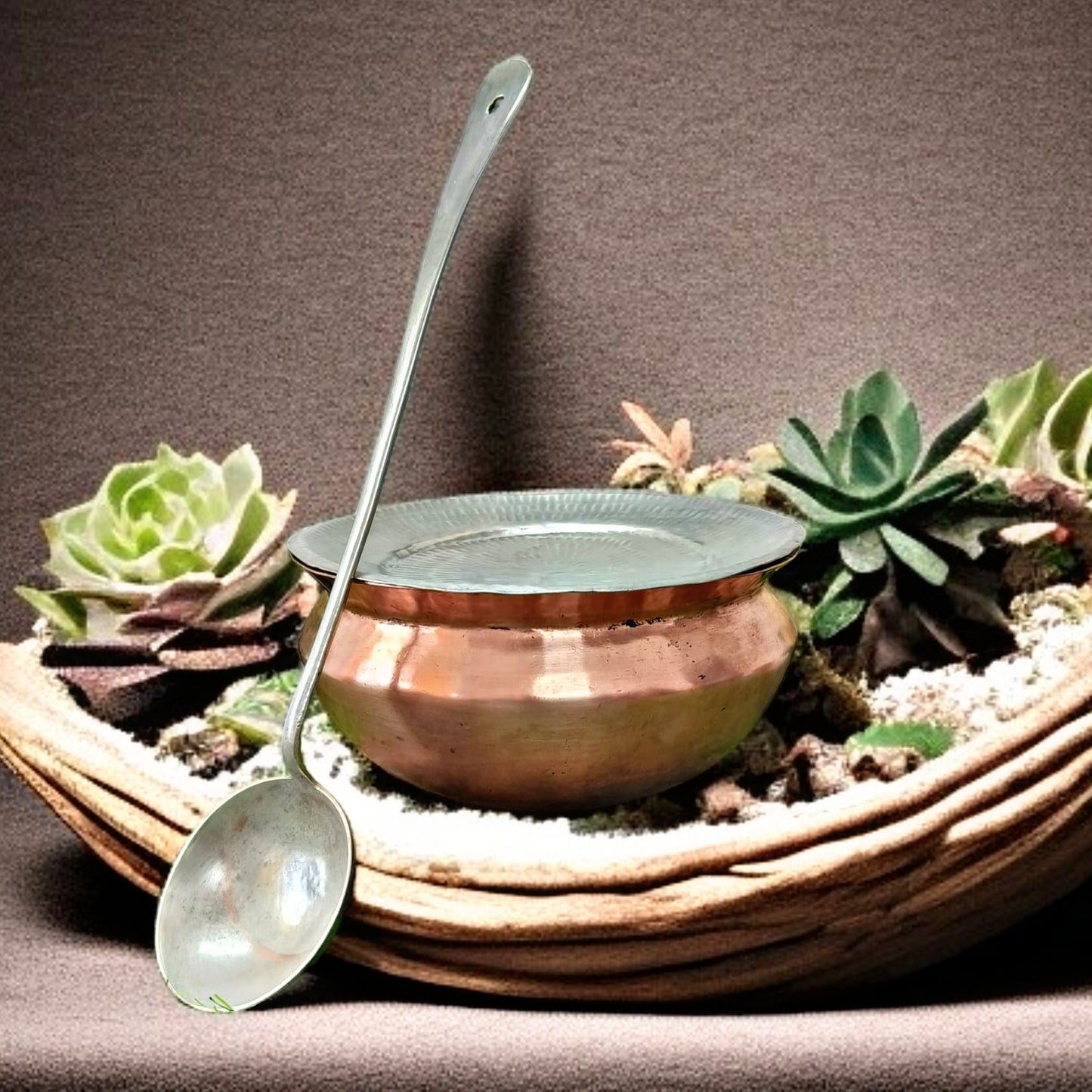Antique Copper Degchi with Ladle | Traditional Elegance | Cookware