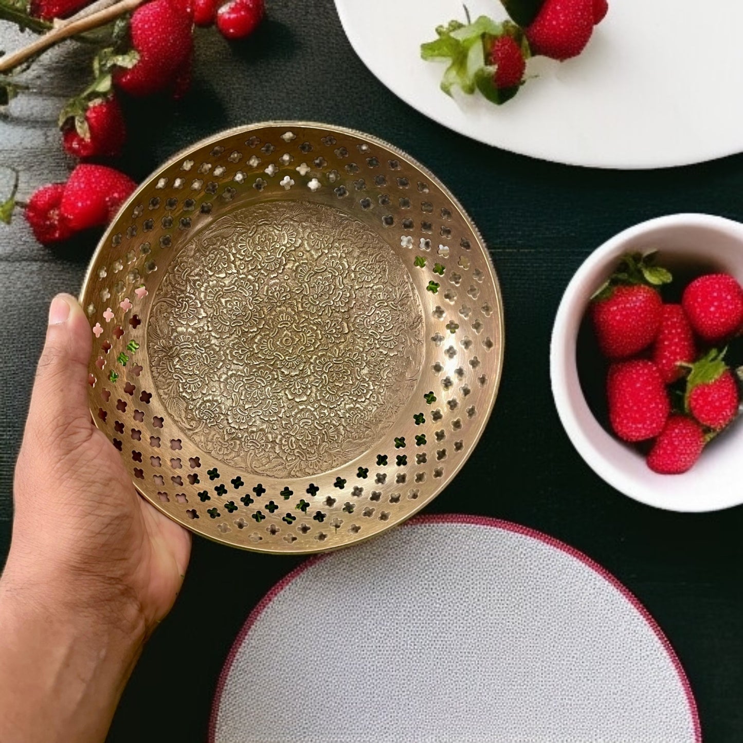 Antique Brass Fruit Bowl Pair | Traditional Pital Bartan | Classic Serveware Set