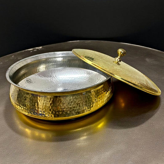 3L Brand New Brass Cooking Deg / Biryani Deg with Tinning & Lid | Traditional Indian Cookware
