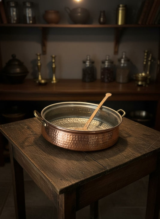 1979 Antique Copper Biryani Deg with Ladle | Traditional Cooking and Serving Vessel