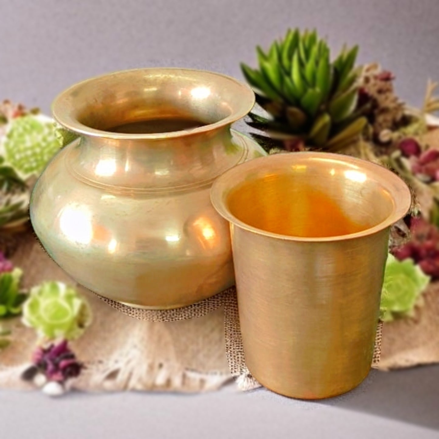 Antique Bronze Kalash with Brass Glass