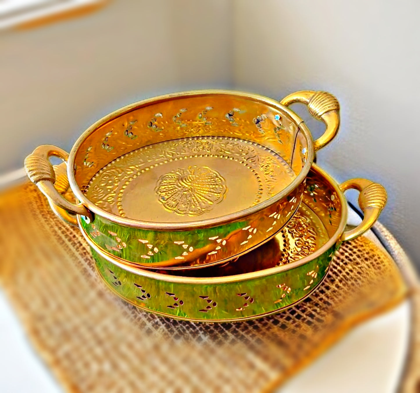 New Brass Basket in Pair - In Vintage Style