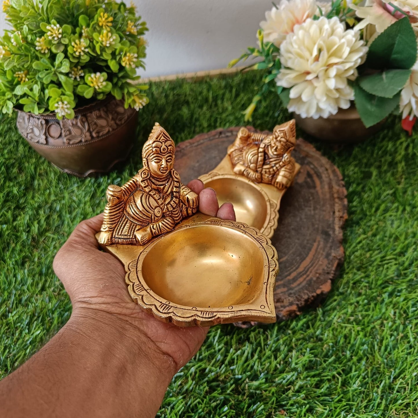Brass Diya in Pair 🪔 - Antique Oil Lamp In Pair - Bombay Antiques