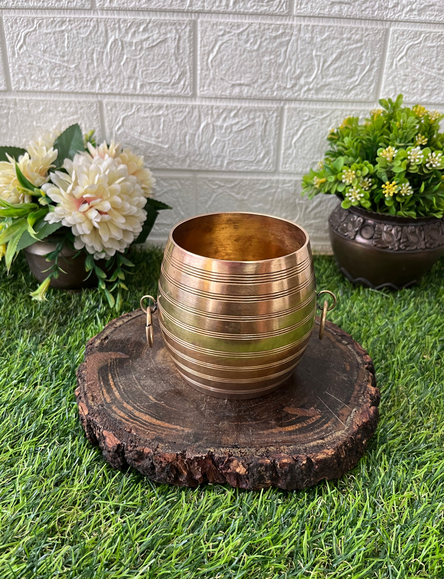 Small Brass Flower Bowl- Antique Decor Item