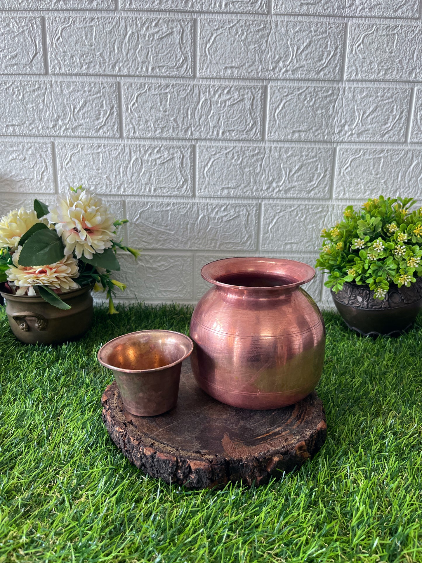 Copper kalash - Antique Lota with Glass