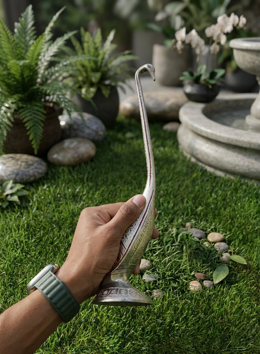 Antique Brass Silver Coated Swan Pair