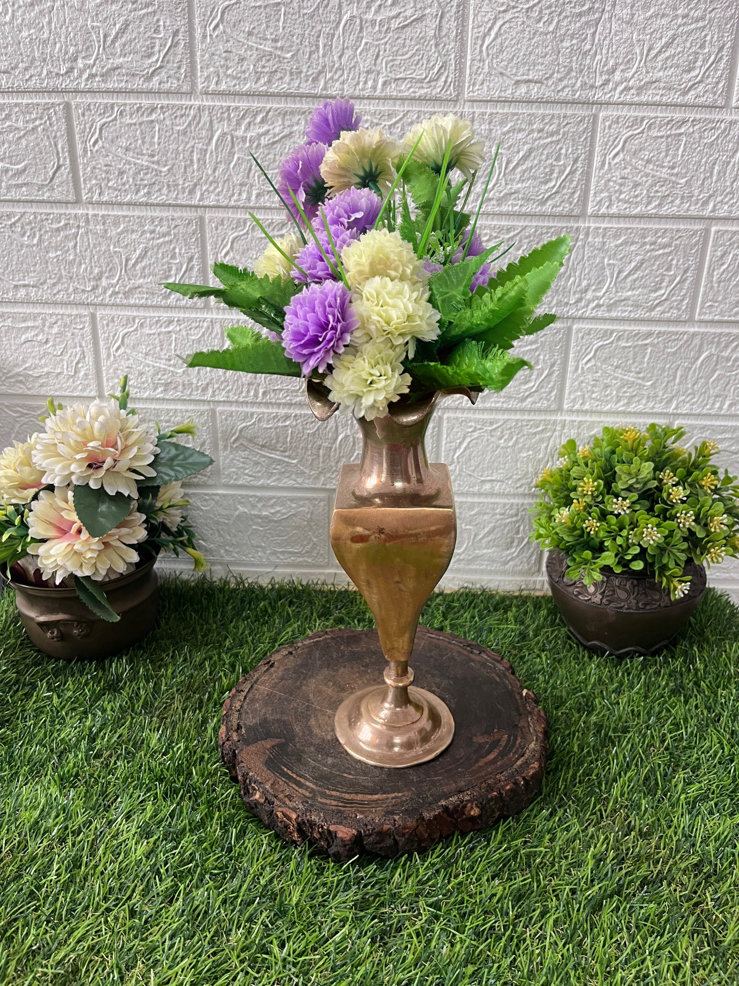 Brass Flower Vase - Antique Decor Item