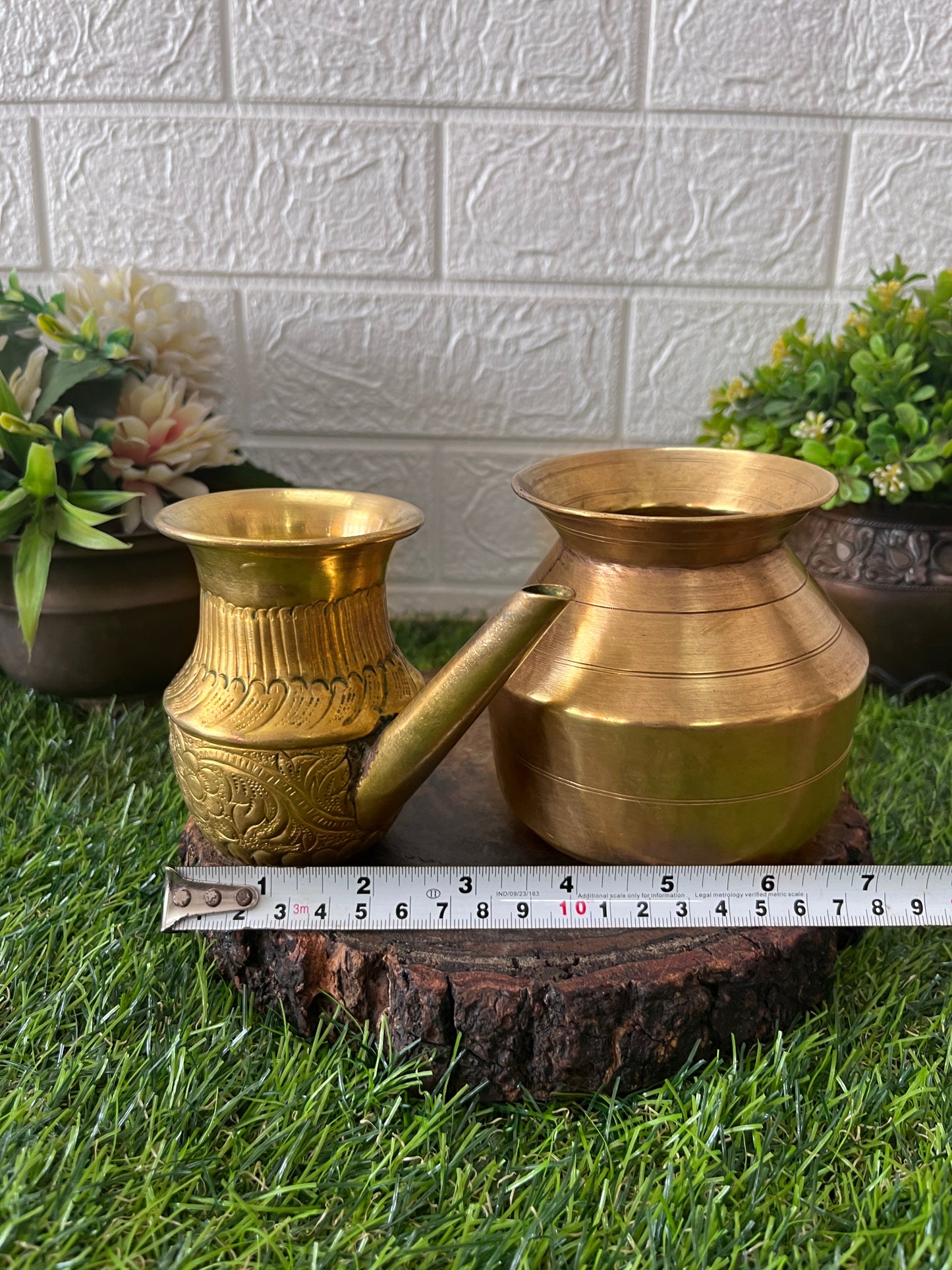 Brass Kamandalam With Kalash - Antique Lota In Pair