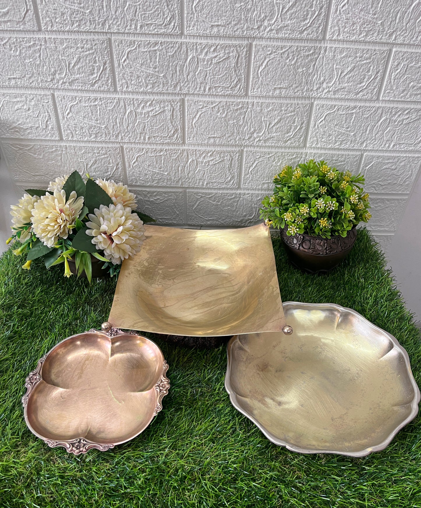 Brass Trays In Set - Antique Serving Item