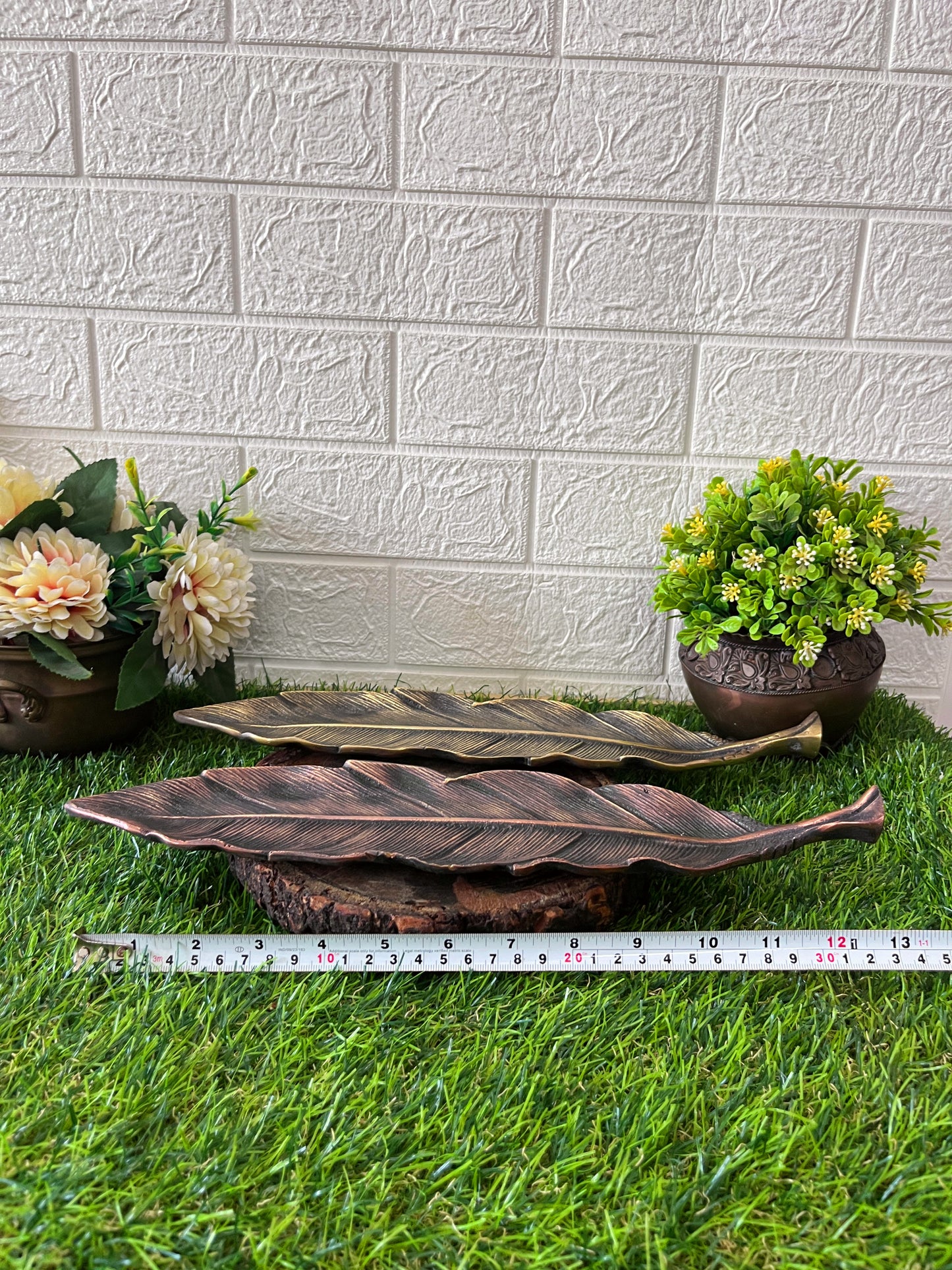 Brass Leafs In Pair - Antique Decor - Serving Item