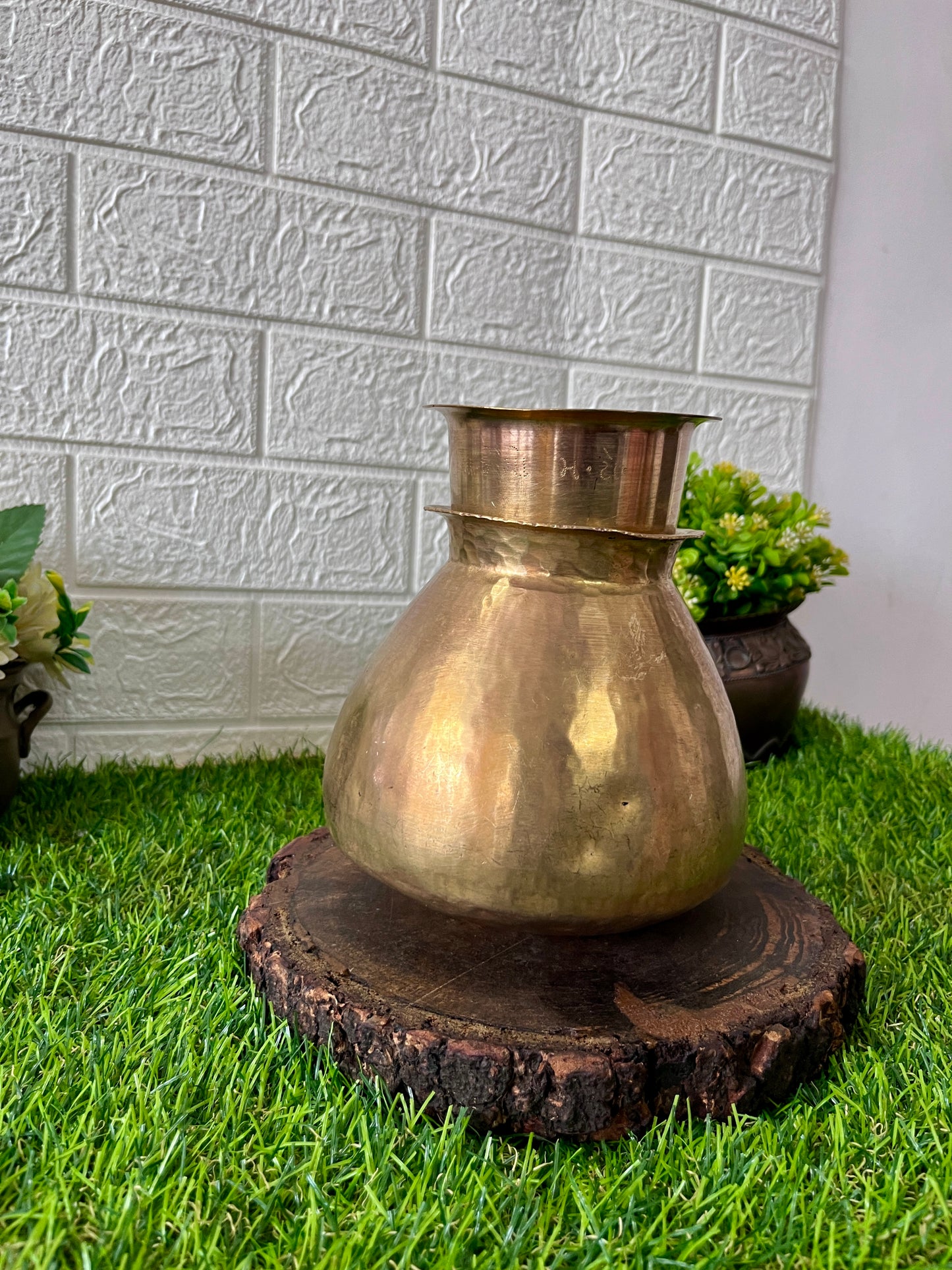 Brass Kalash & Glass - Antique Lota And Pela