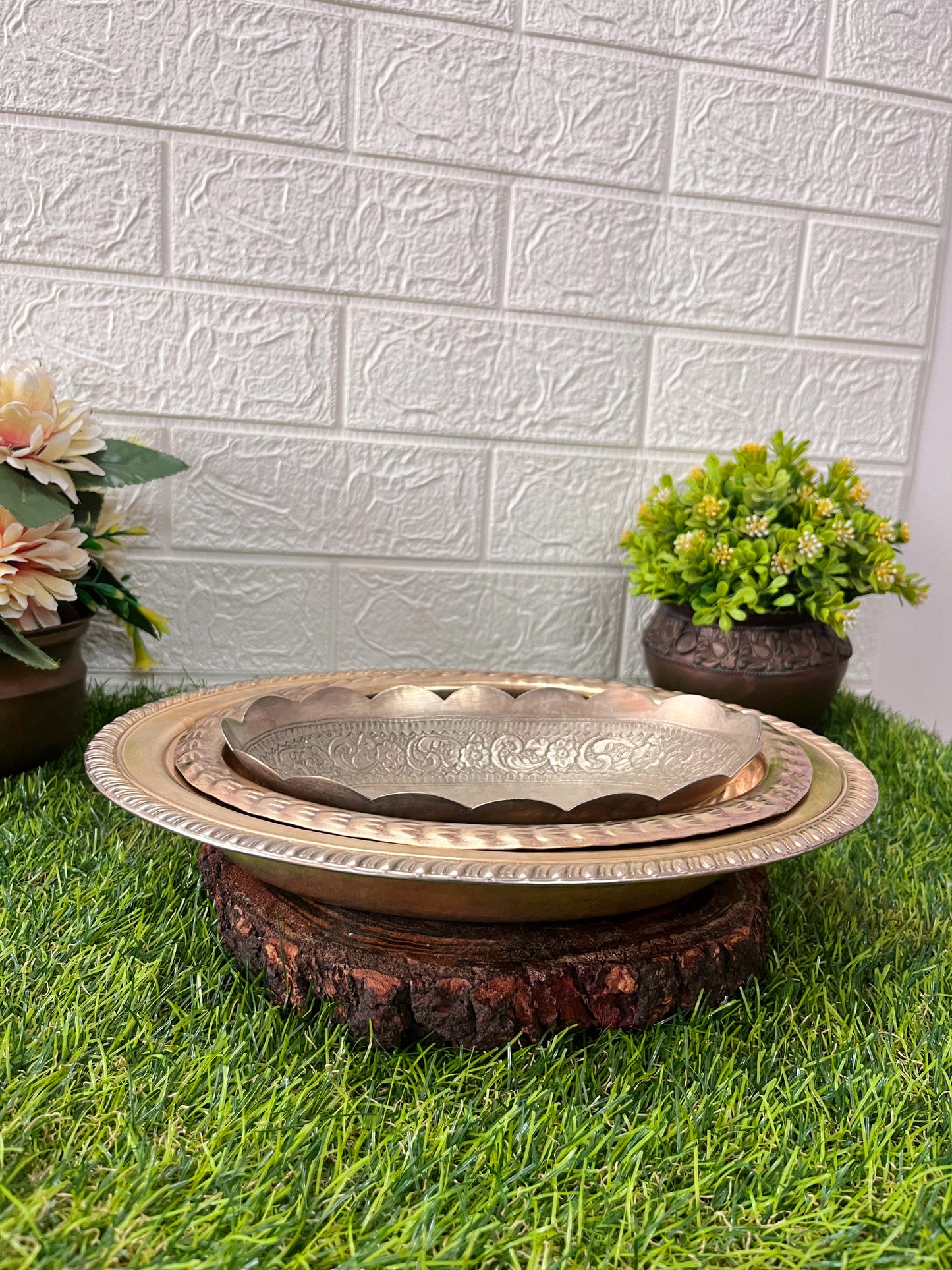 Brass Serving Bowl - Antique Serving Item Set