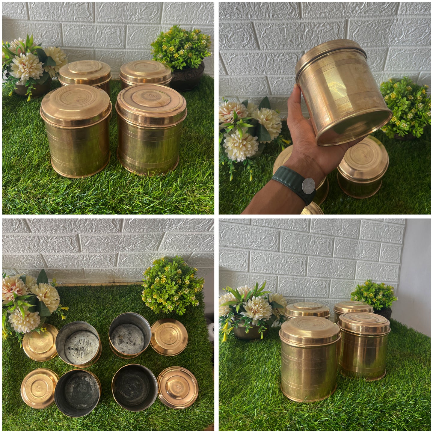 Antique Brass Storage Dabba Set of 4