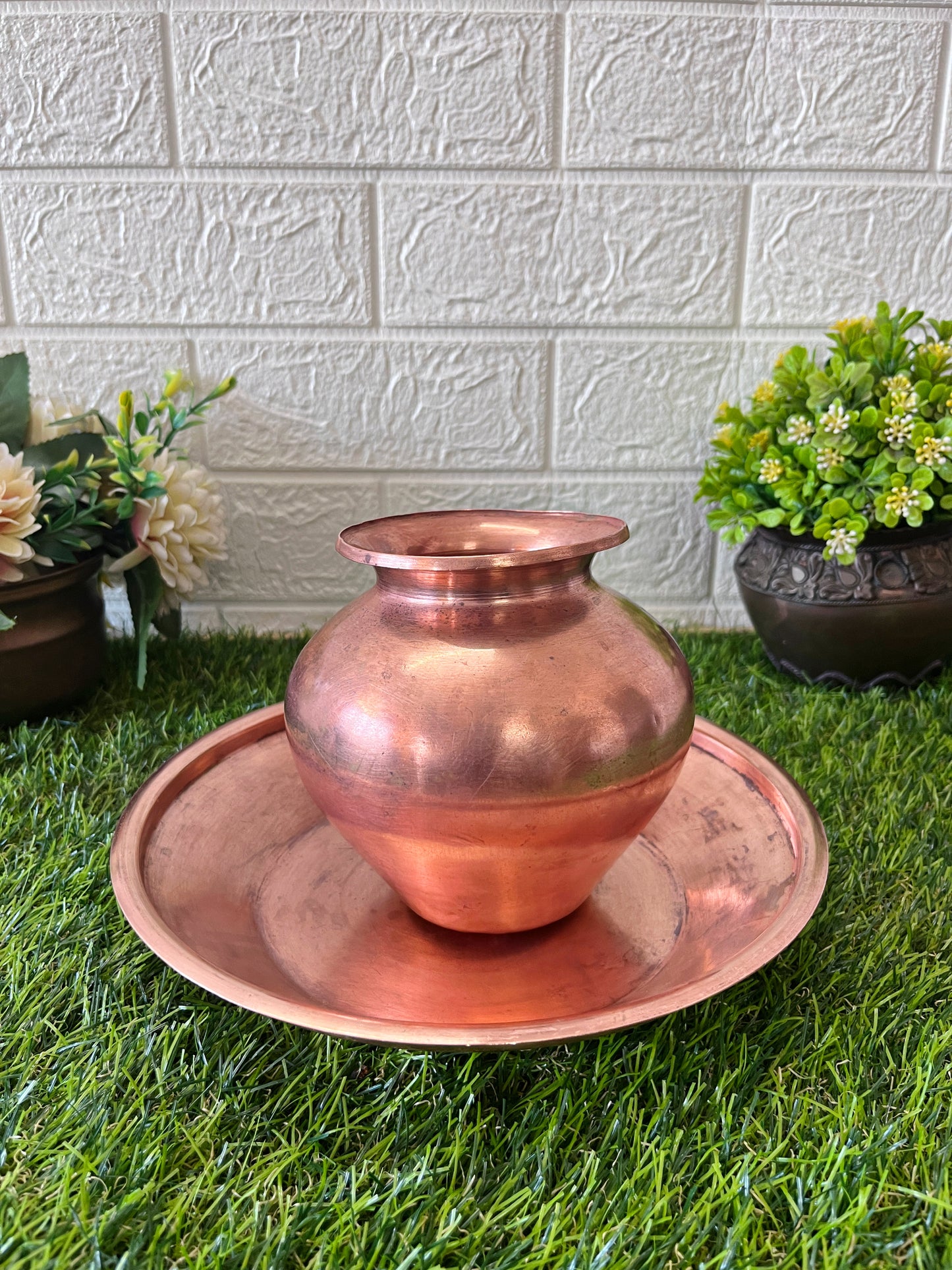 Copper Kalash With Plate - Antique Lota