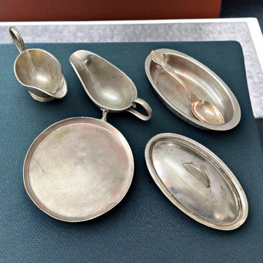 Antique Brass Serving Set | Pital Traditional Sauce Pans, Dish & Plate