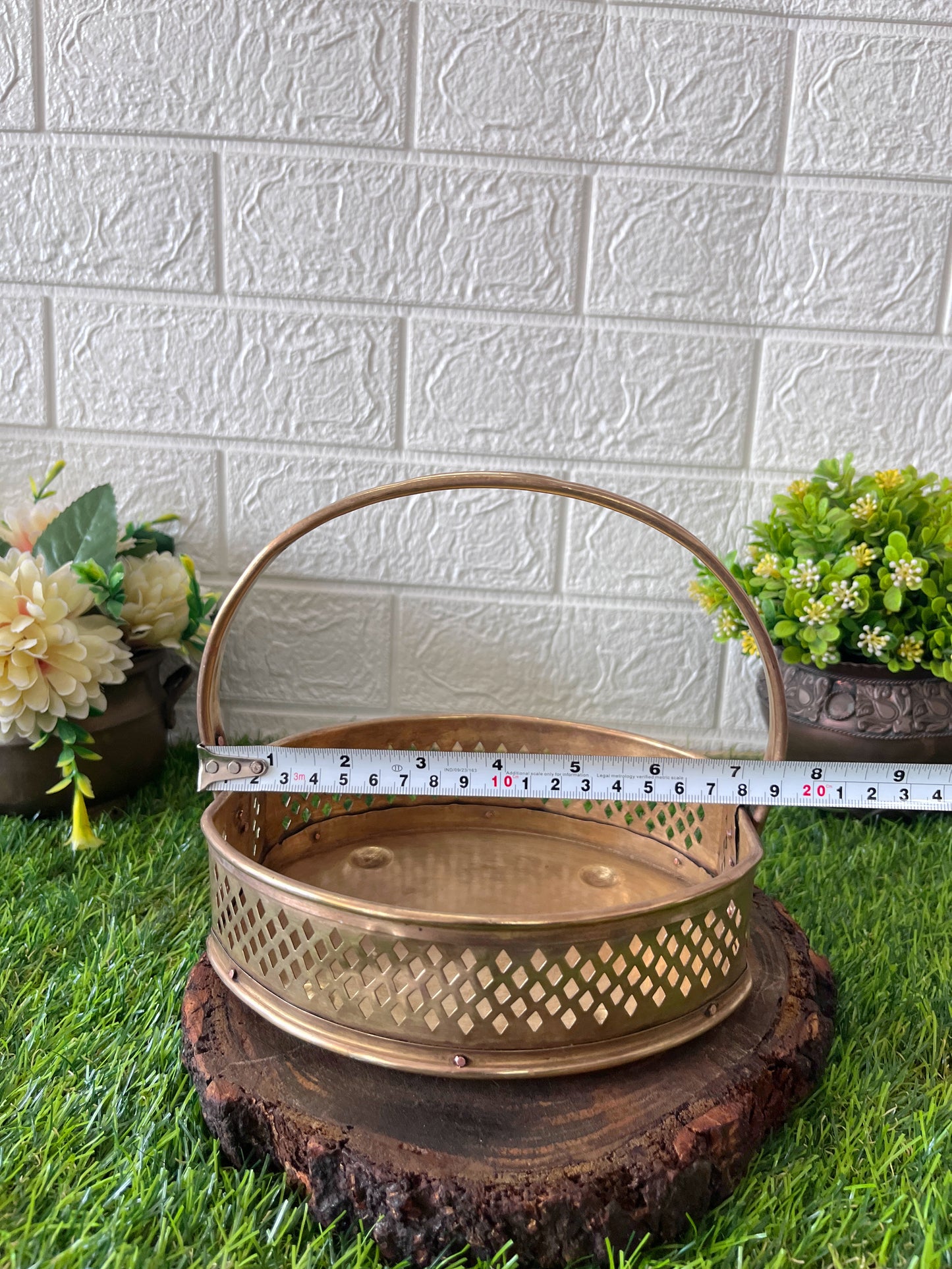 Brass Flower Basket - Antique Brass Decor Basket