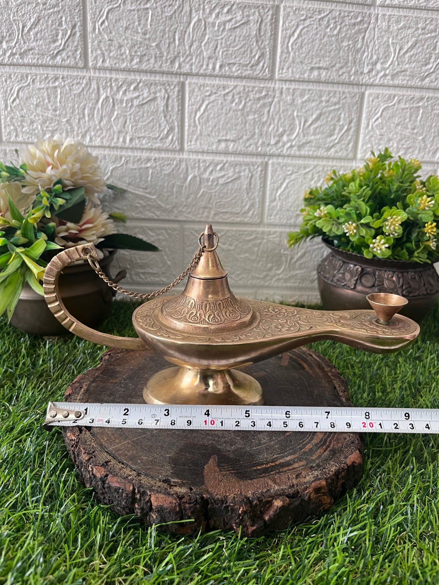 Brass Chirag - Antique Engraved Decor Lamp