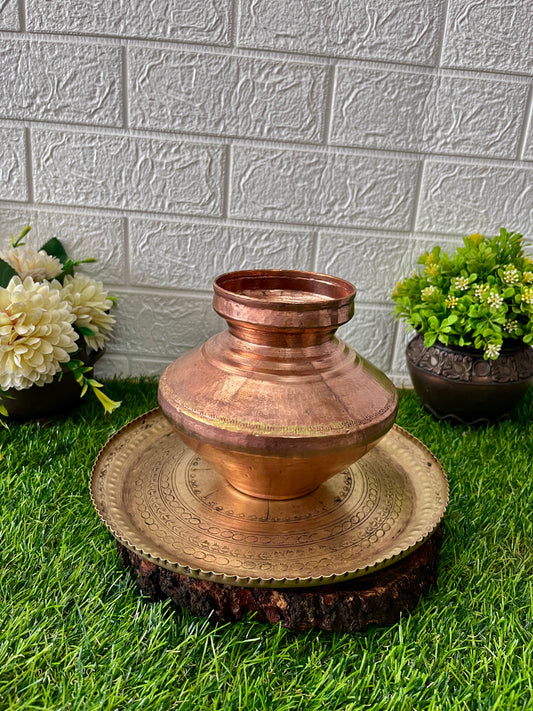 Antique Copper Kalash & Plate set