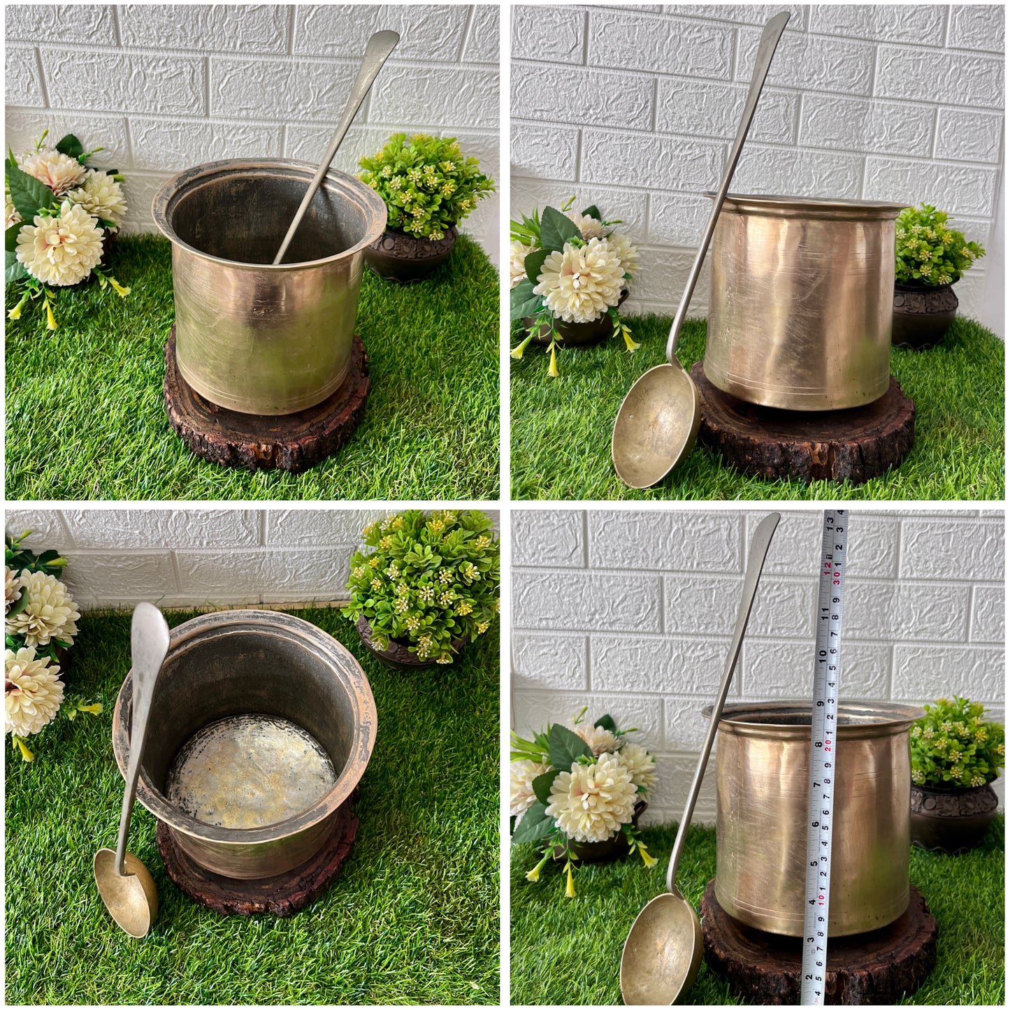 Antique Brass Long Cooking Bowl With Ladle