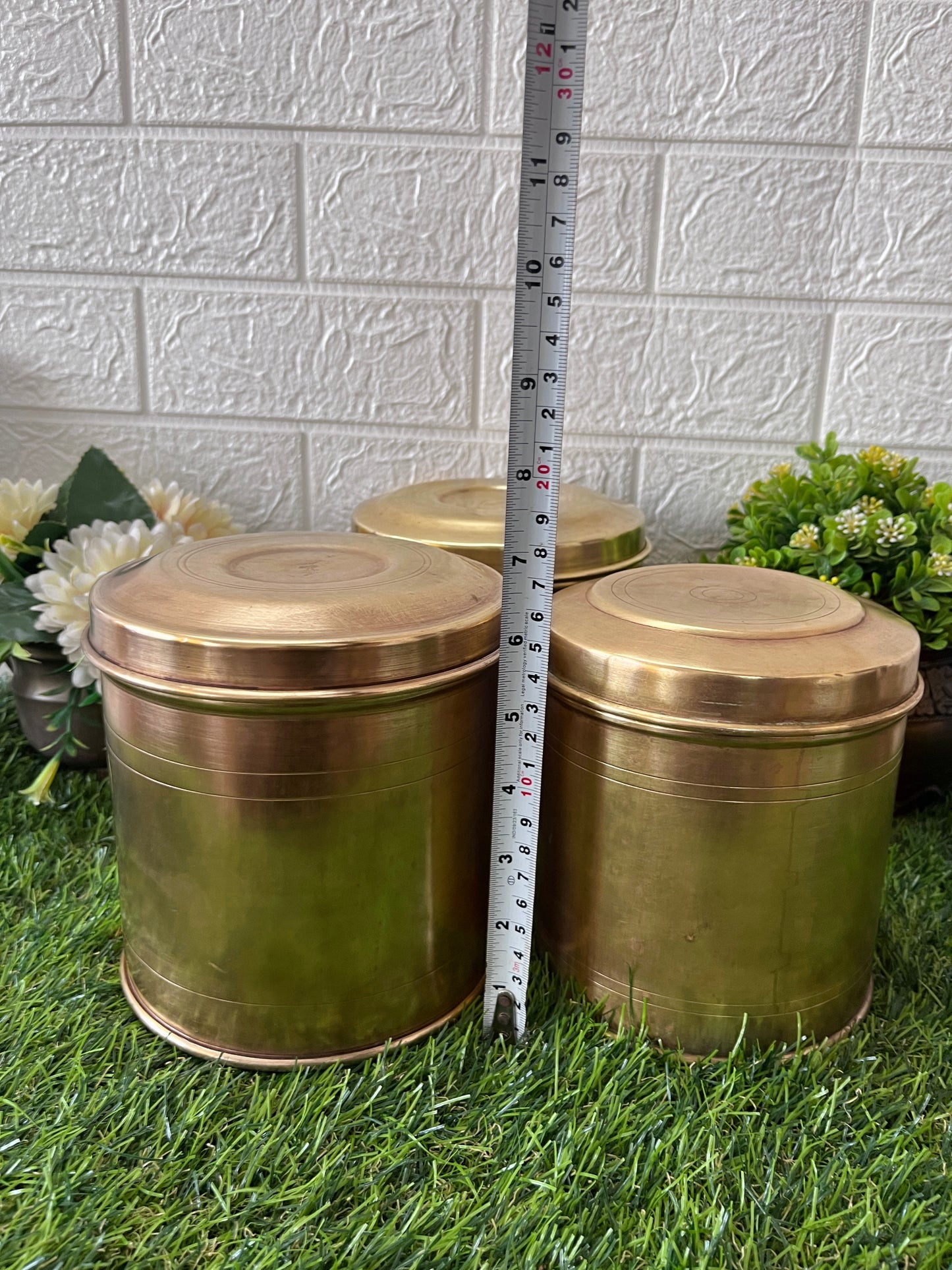 Brass Dabba In Set - Antique Storage Item