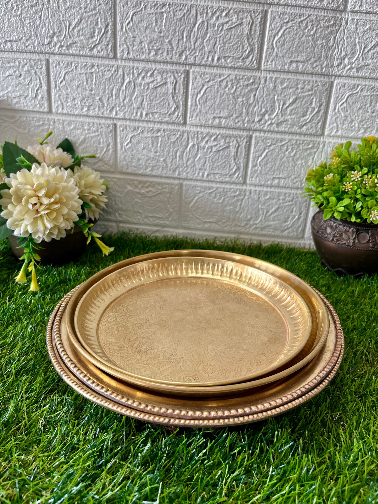 Brass Dinner Plates - Antique Thali