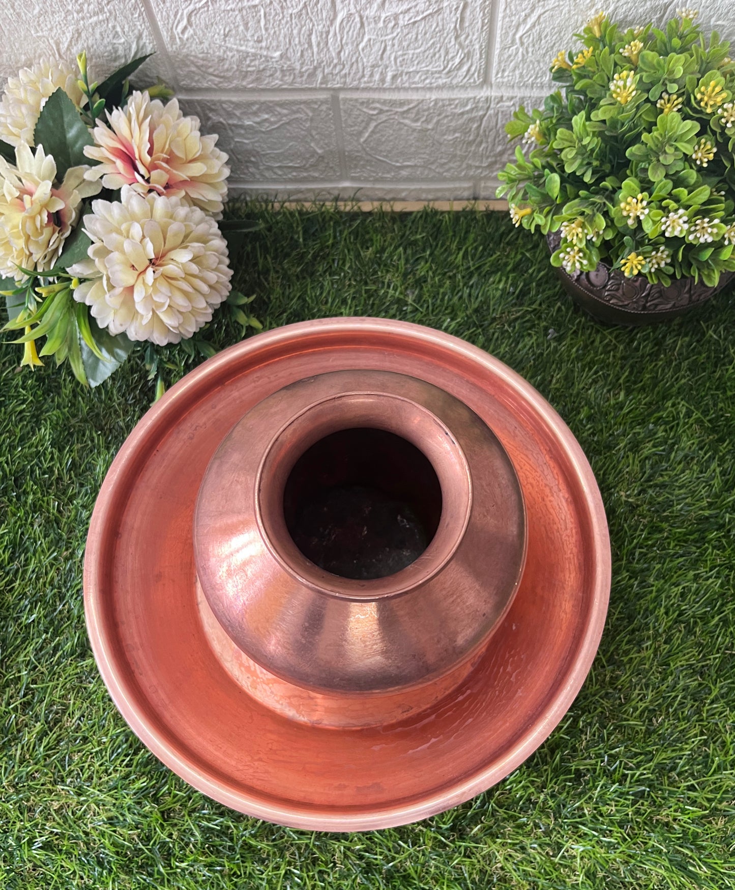 Copper Kalash And Plate - Antique Lota Set