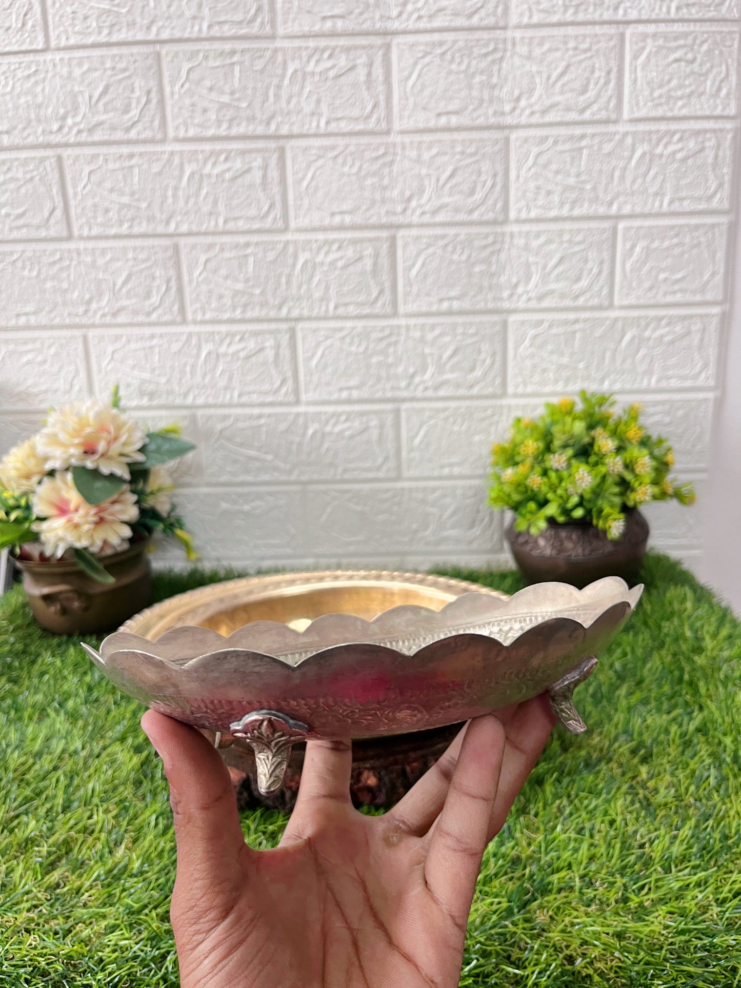 Brass Serving Bowl - Antique Serving Item Set