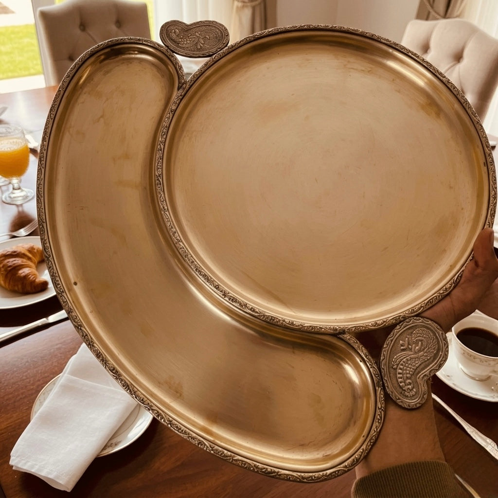 1978 Antique Brass Royal Plate | Large Heritage Brass Display Plate