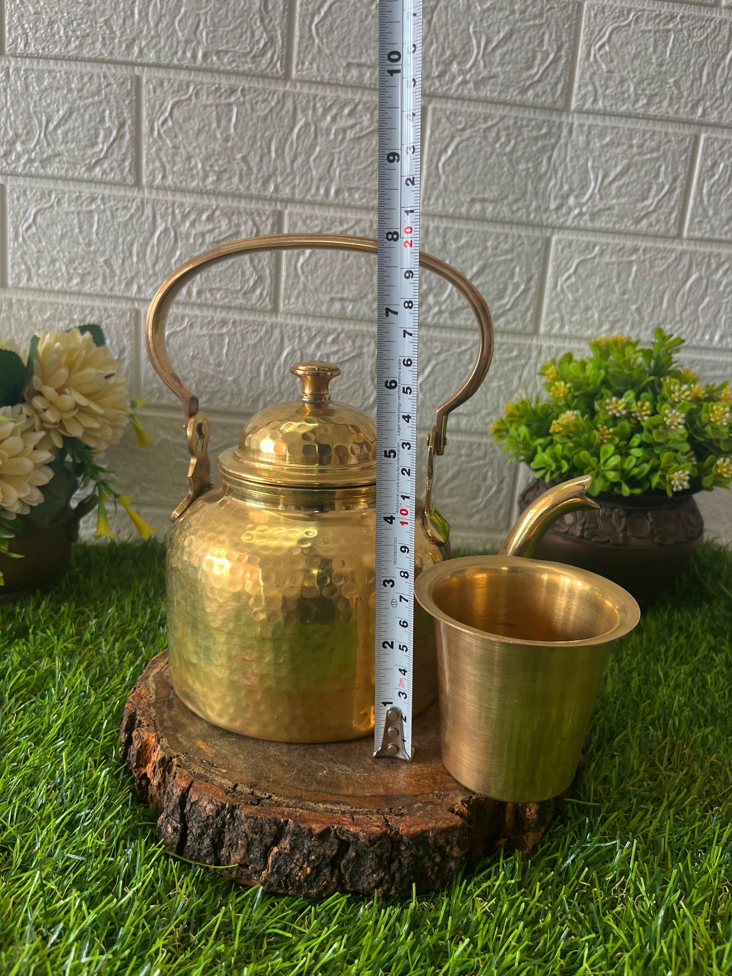 Antique Brass Kettle With Glass