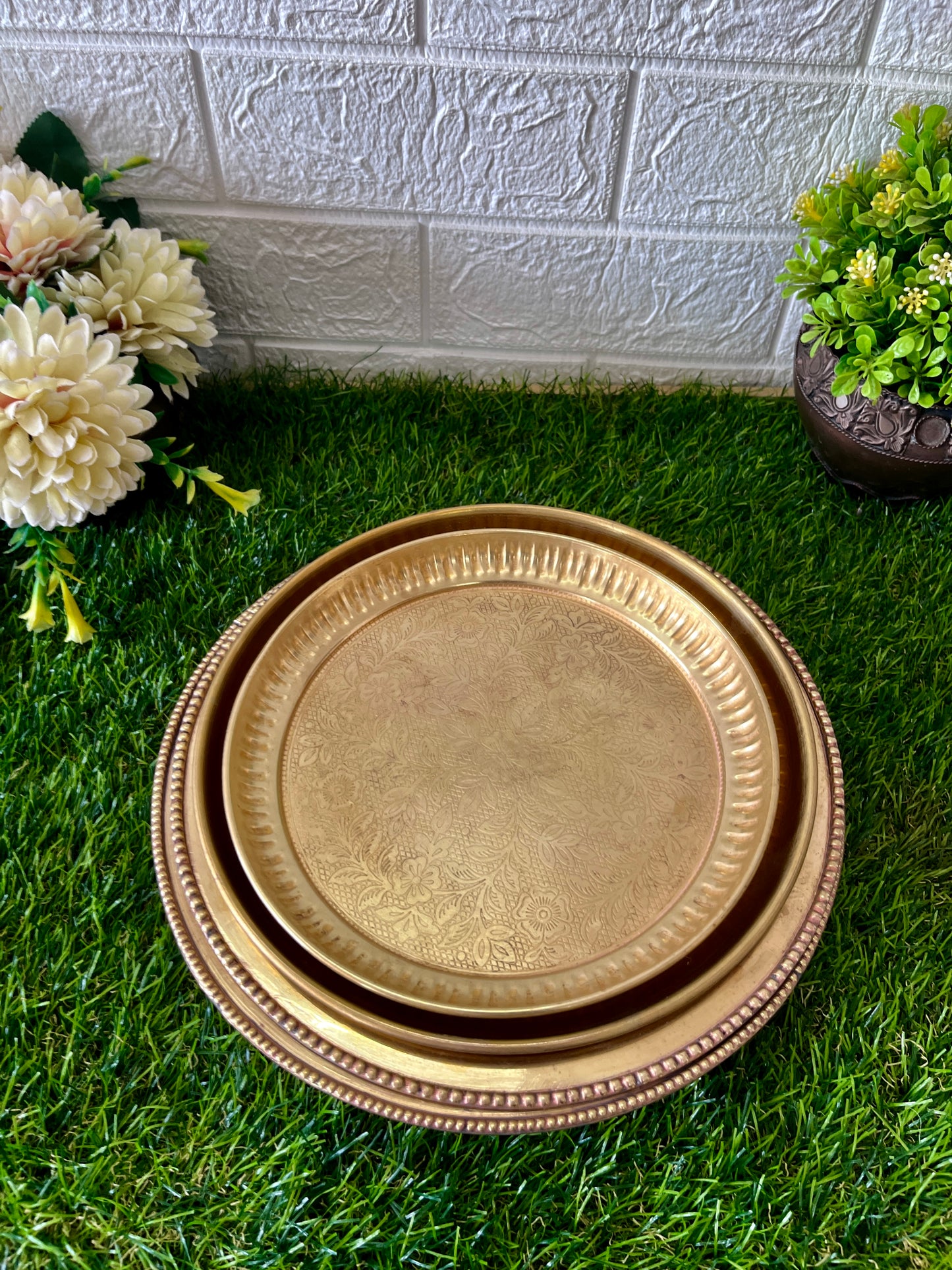 Brass Dinner Plates - Antique Thali