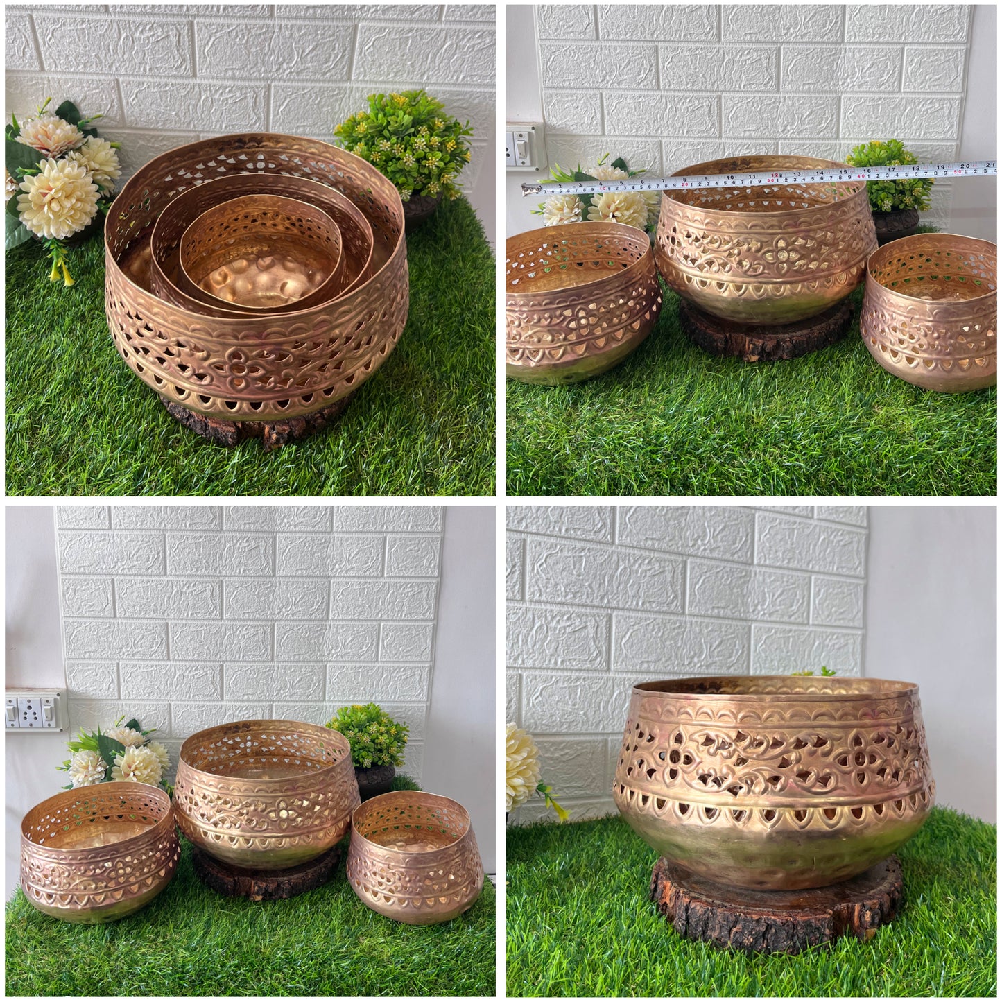 Antique Brass Storage Bowls set of 3