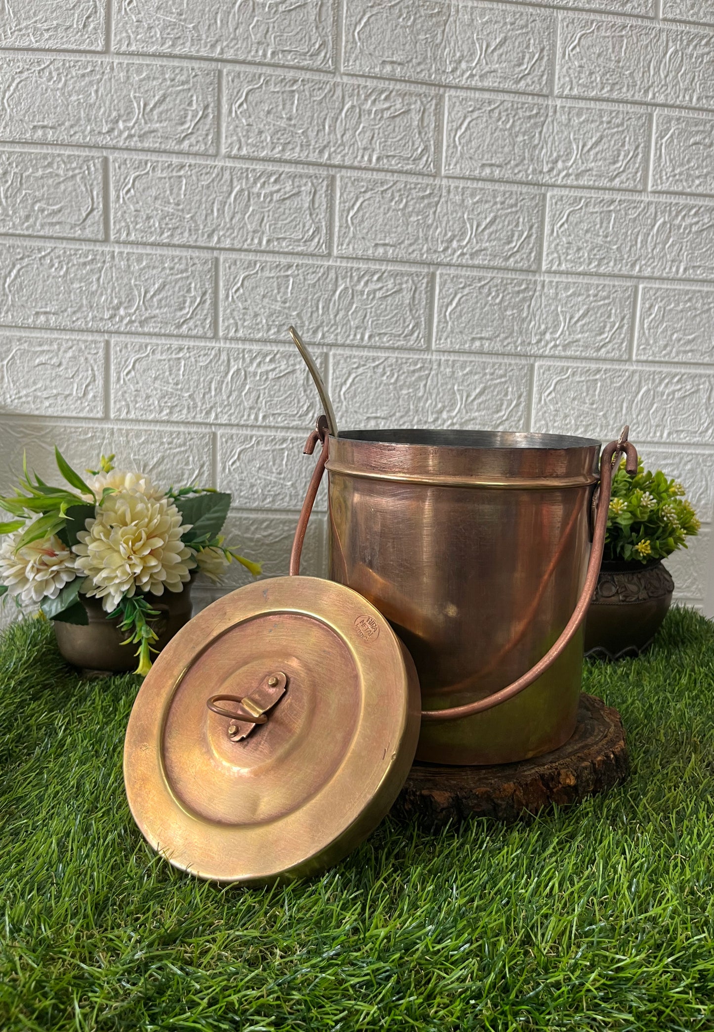 Brass Dabba With Ladle by Bombay Antiques - Antique Storage Box