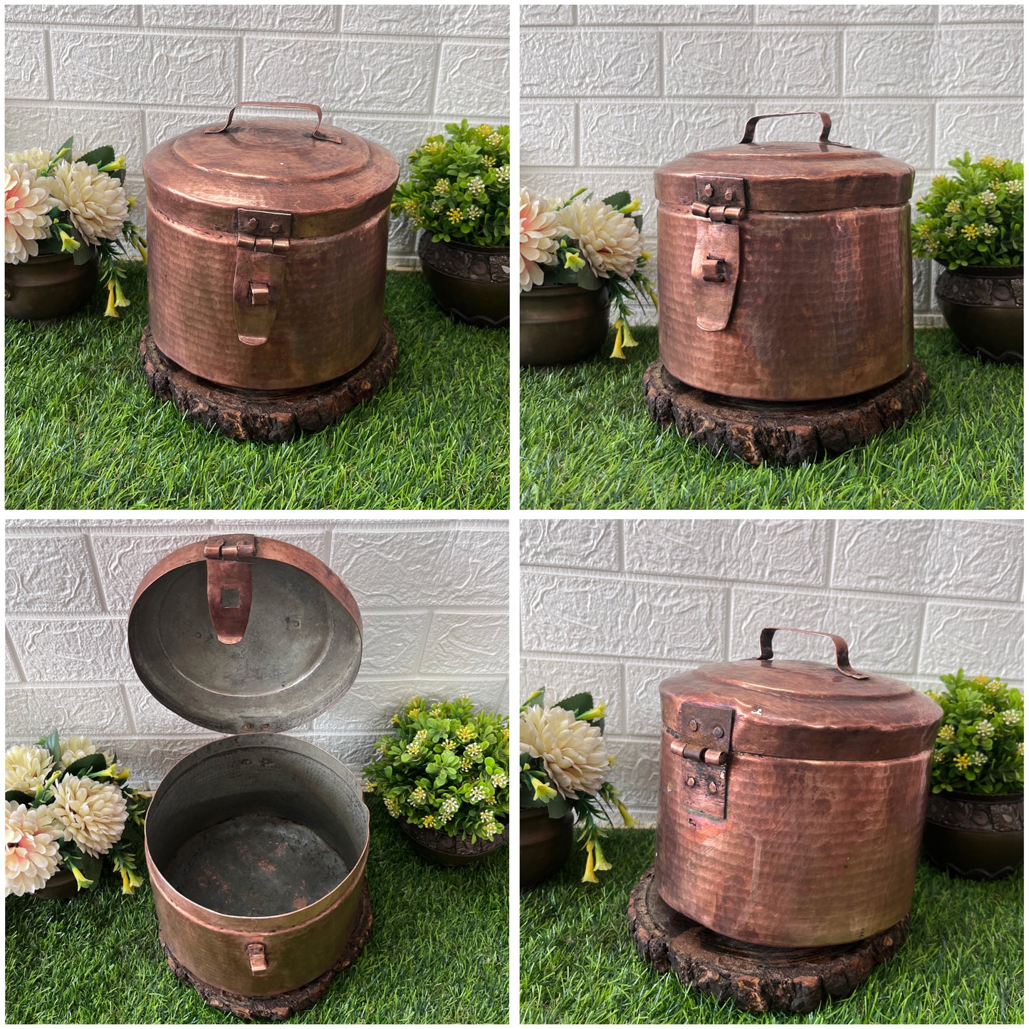 Rare Copper Storage Box With Lock - Antique Rare Kaddi Dabba