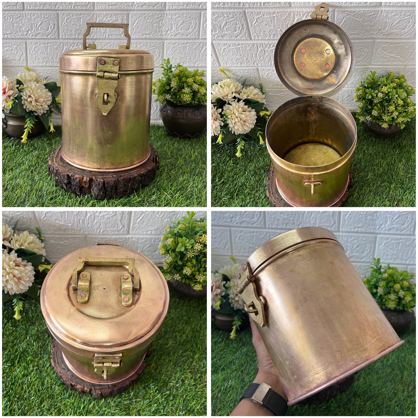 Brass Storage Box With Lock - Antique Kaddi Dabba