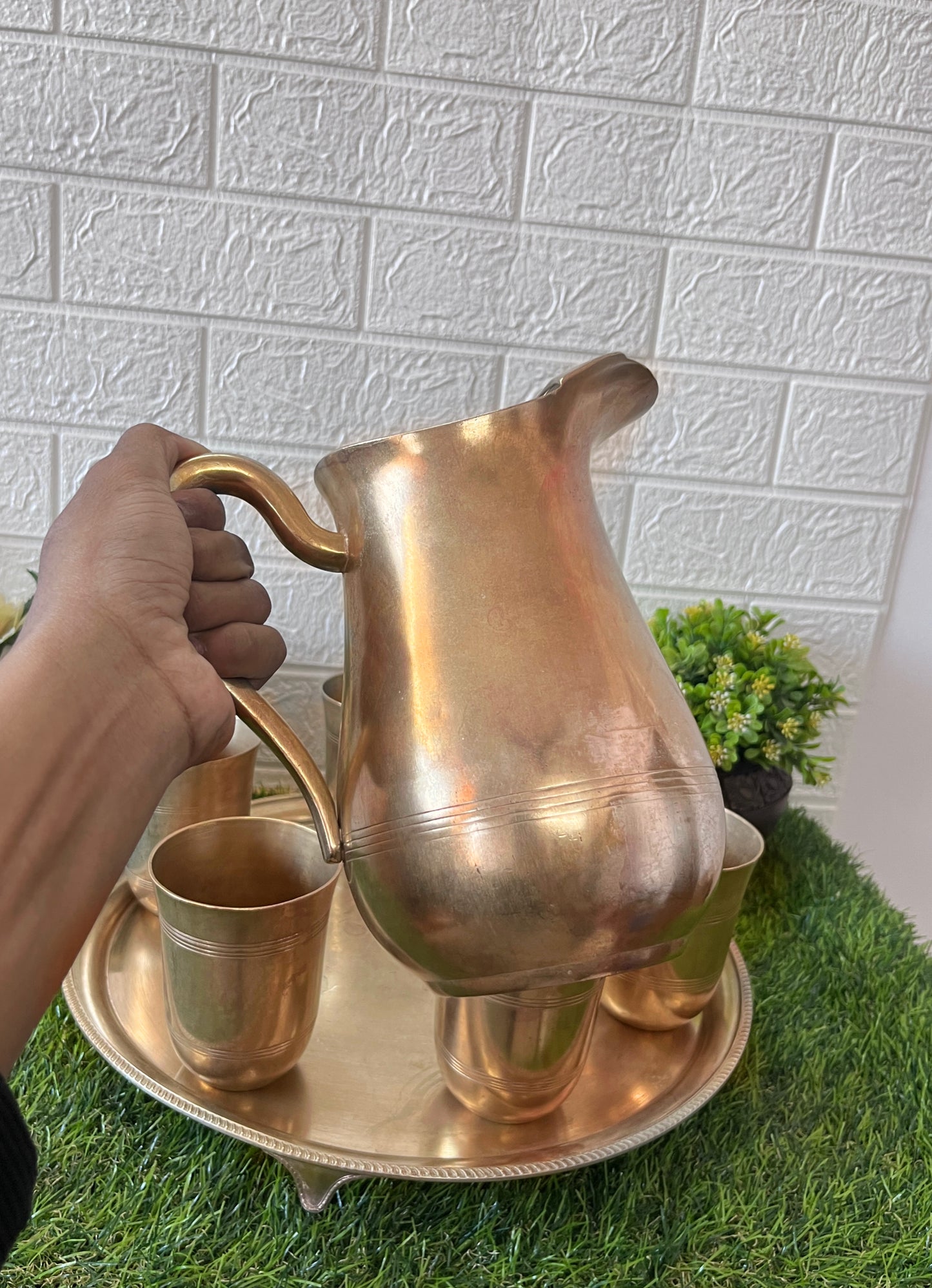 Brass Jug Set - Antique Serving Item