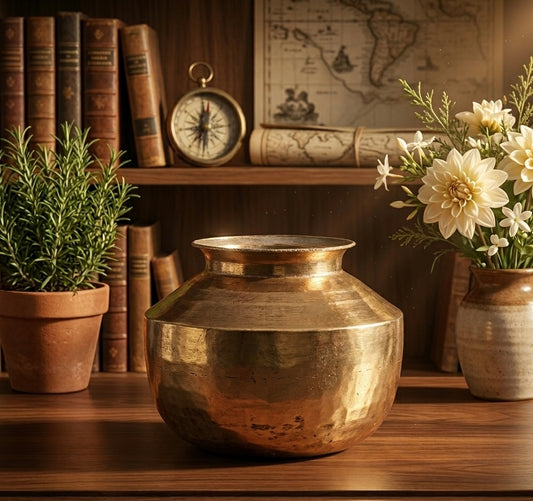 Brass Cooking Pot by Bombay Antiques | Kitchen Vessel | Pital Lota | Kalash | Traditional Item for Kitchen